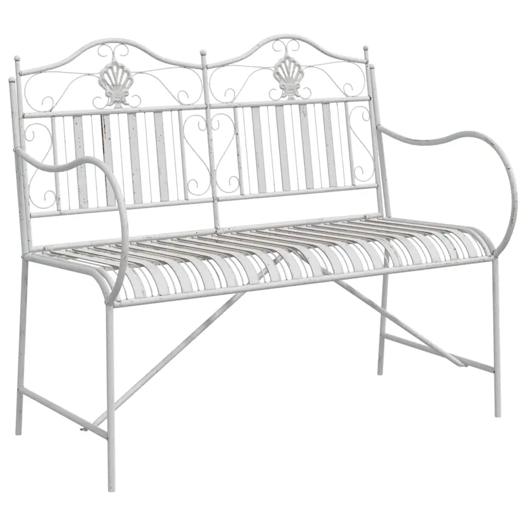 Panchina da giardino Bianco Antico 103,5 x 59 x 89 cm Acciaio 42008118