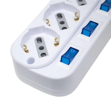 Multipresa 6 posti 10-16a-schuko con interruttori indipendenti bianco