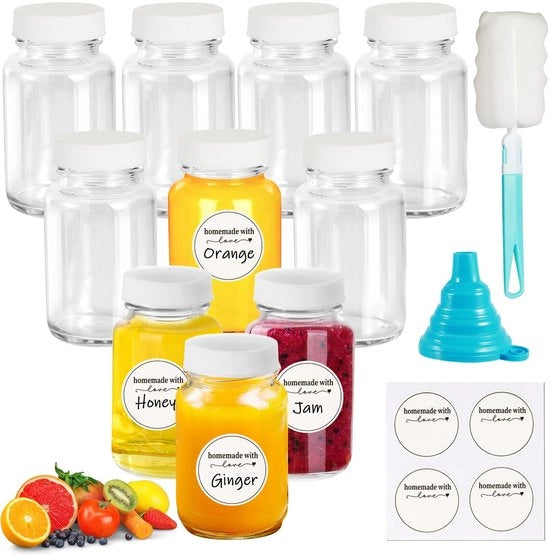 Bicchieri per iniezioni 60ml - Riciclabili - Bicchieri di vetro - Miniflussi portatili - Con tappo - Incluso cannula/ spazzola - Miniflussi