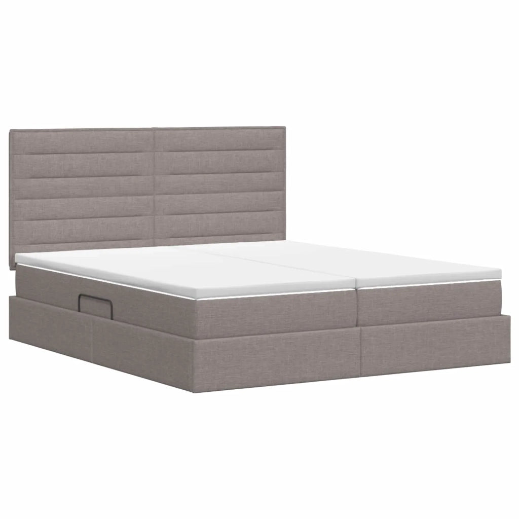 Letto con Contenitore con testiera Tortora 180 x 200 cm Tessuto 3459780