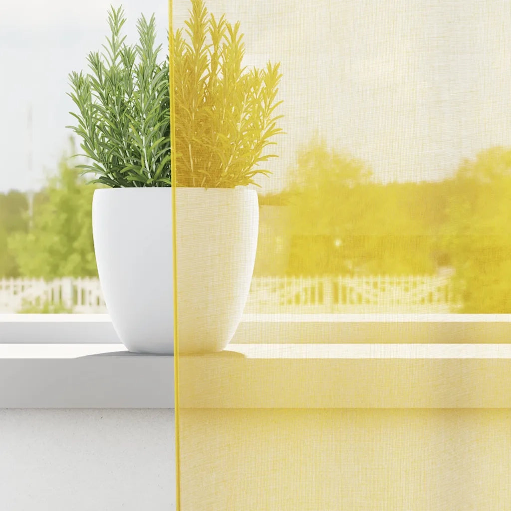 vidaXL Tende in Voile con Tasche per Aste 2 pz Giallo