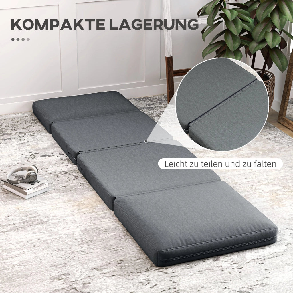 Divano letto 3 in 1 pieghevole in poliestere effetto velluto con cuscini imbottiti grigio scuro senza montaggio