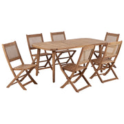 Set da pranzo da giardino a 6 posti composto da tavolo 180 x 90 cm e sedie pieghevoli stile retrò vintage