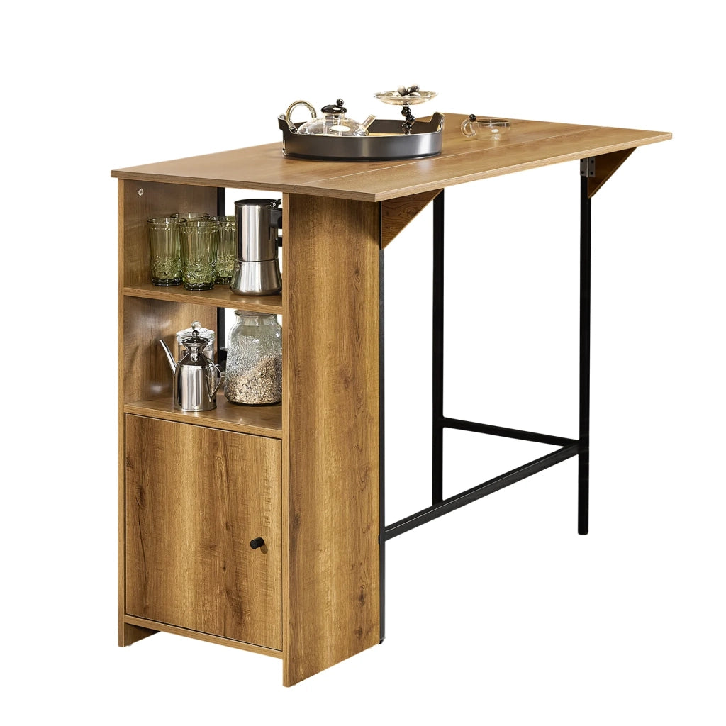 Bancone Bar Tavolo da pranzo con piano di lavoro espandibile Tavolo da balcone in design industriale 120x(45+18) x95 cm FWT98-PF SoBuy