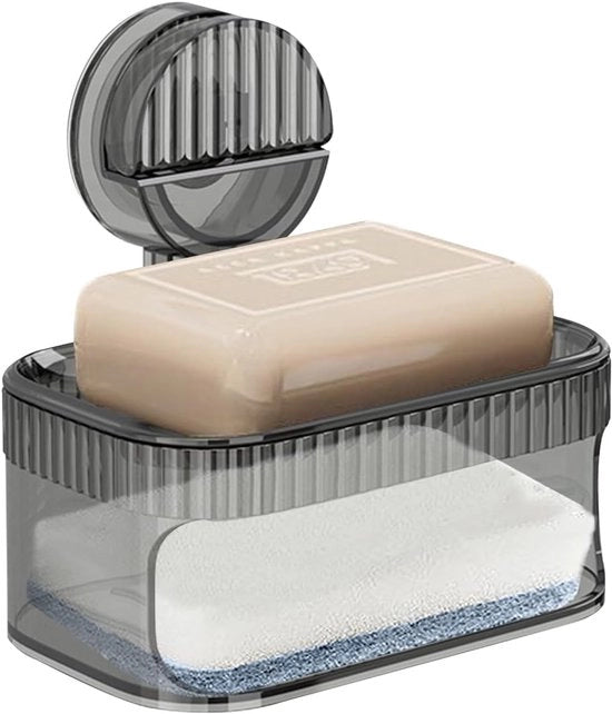 Dispenser di sapone con spugna - contenitore di sapone per parete - adatto per doccia e lavello