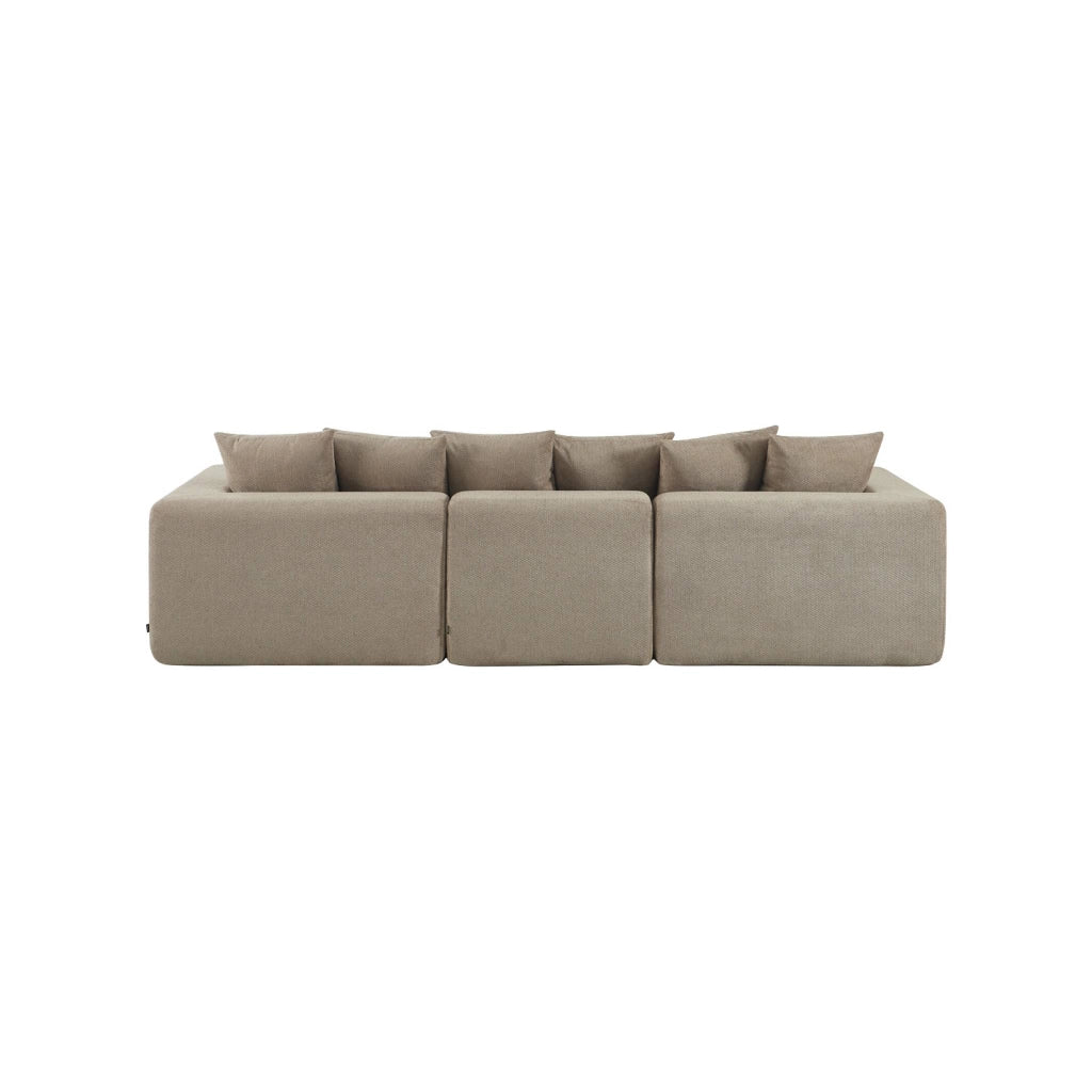 Divano modulare in tessuto ciniglia, 3 posti, beige scuro