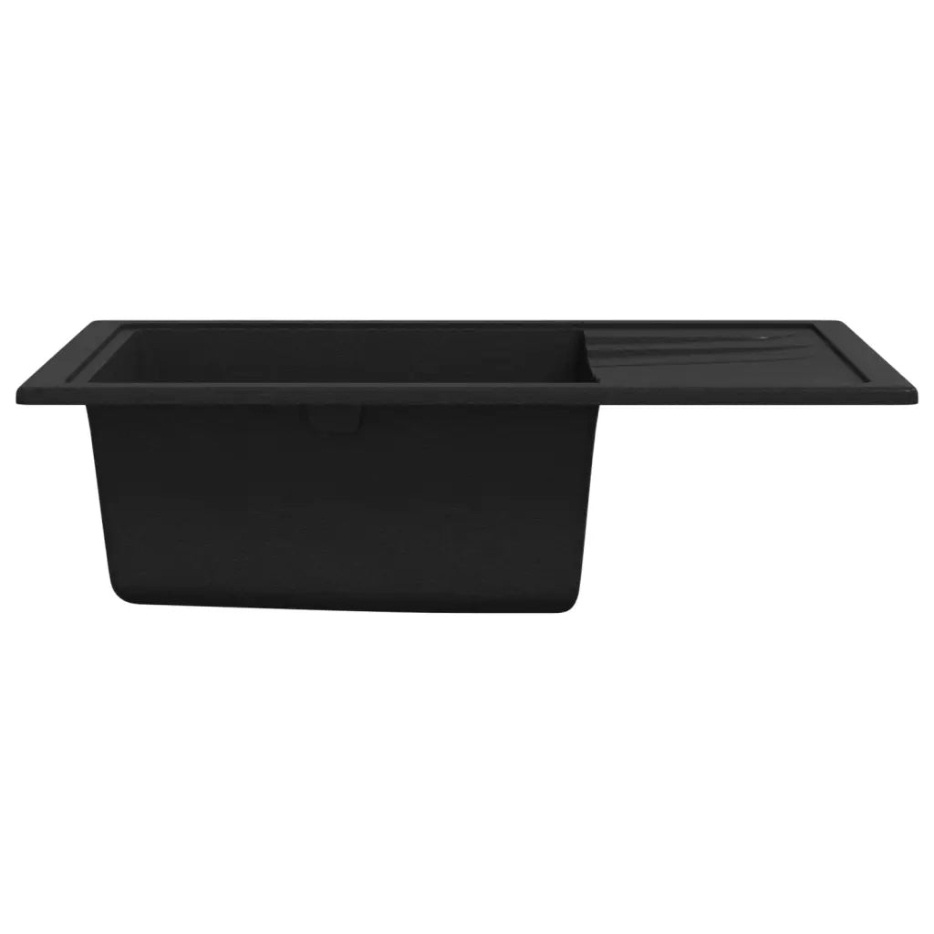 Lavello da Cucina con Foro Troppopieno Ovale Nero in Granito 147101
