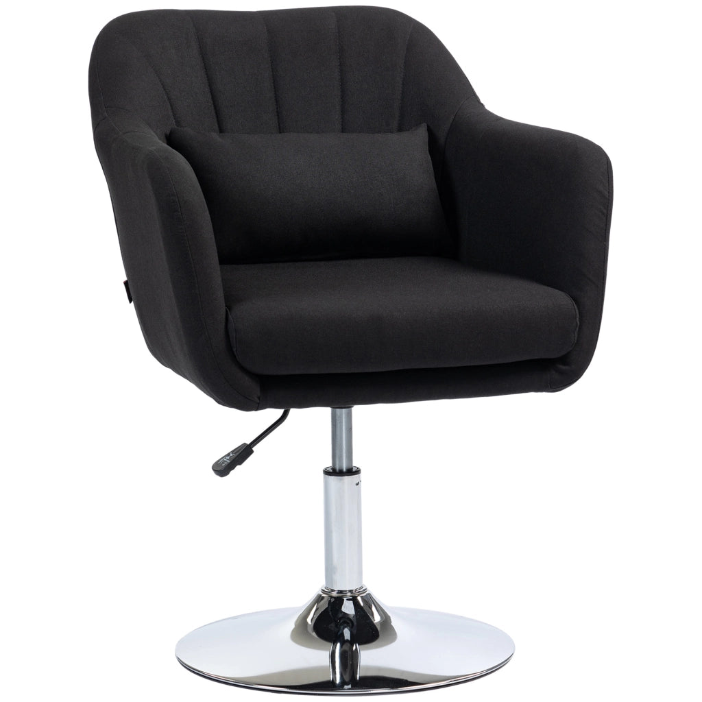 Sedia lounge imbottita girevole 360° con altezza regolabile, braccioli e supporto lombare, nera