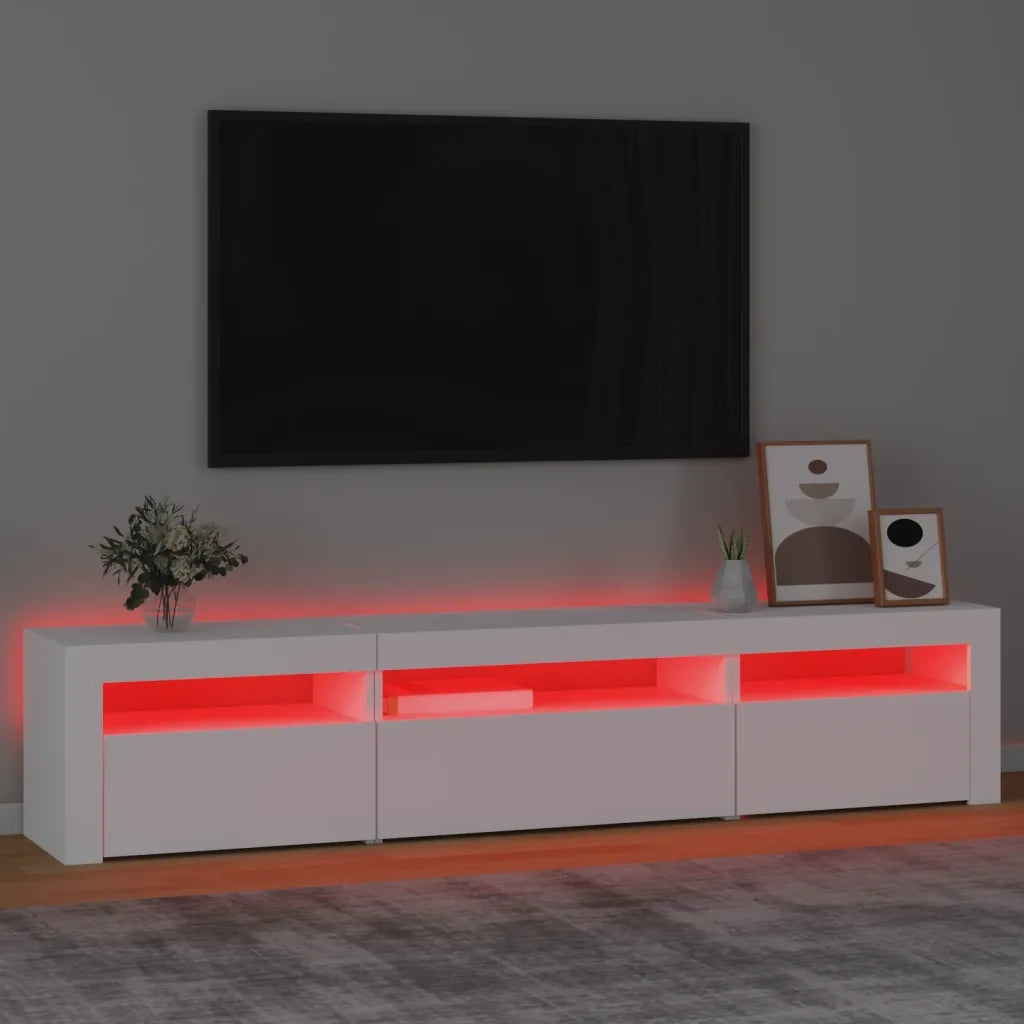 Mobile Porta TV con Luci LED-Mobile per TV-Credenza TV Bianco 195x35x40 cm