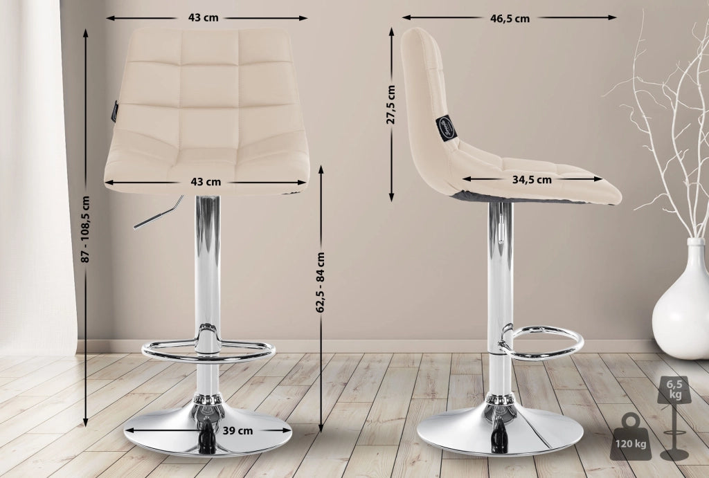 Sgabello Jerry in similpelle crema,cromo