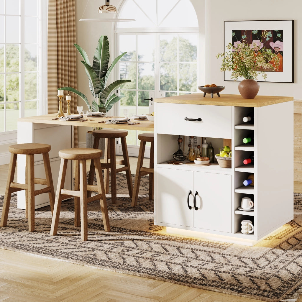 Tavolo Consolle con Cassetti e Ante ¨C MINIMAL ¨C Nero/Bianco, Allungabile, LED