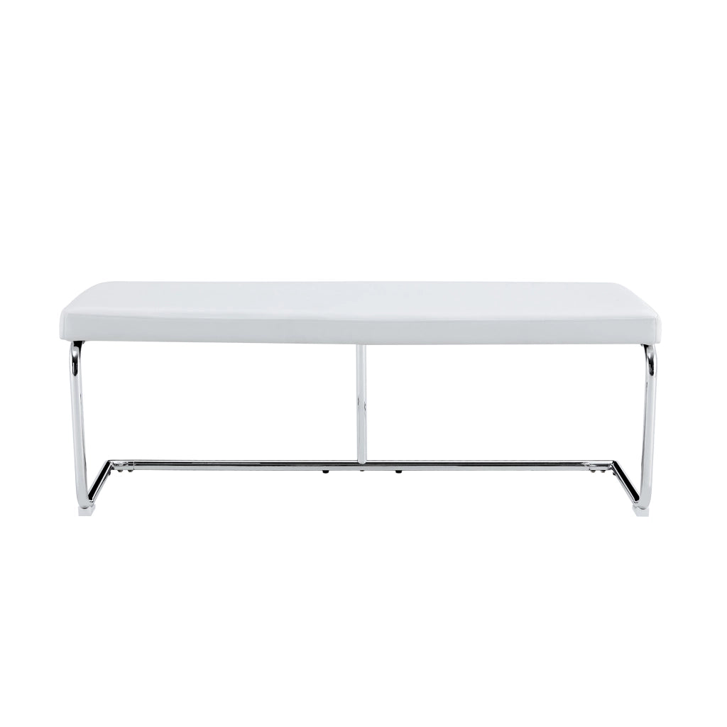Bout de lit in pelle PU con struttura metallica, facile da pulire e versatile per ingresso e sala da pranzo, bianco 130 cm