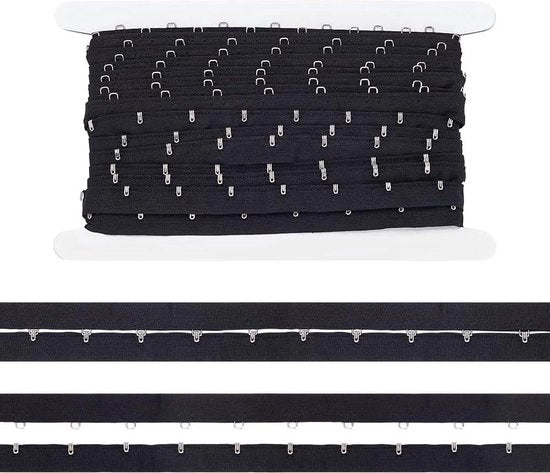 Cintura di nastro con occhiello e gancio da 28mm per decorazioni di abbigliamento DIY, nero, 3 yard / 2,7m