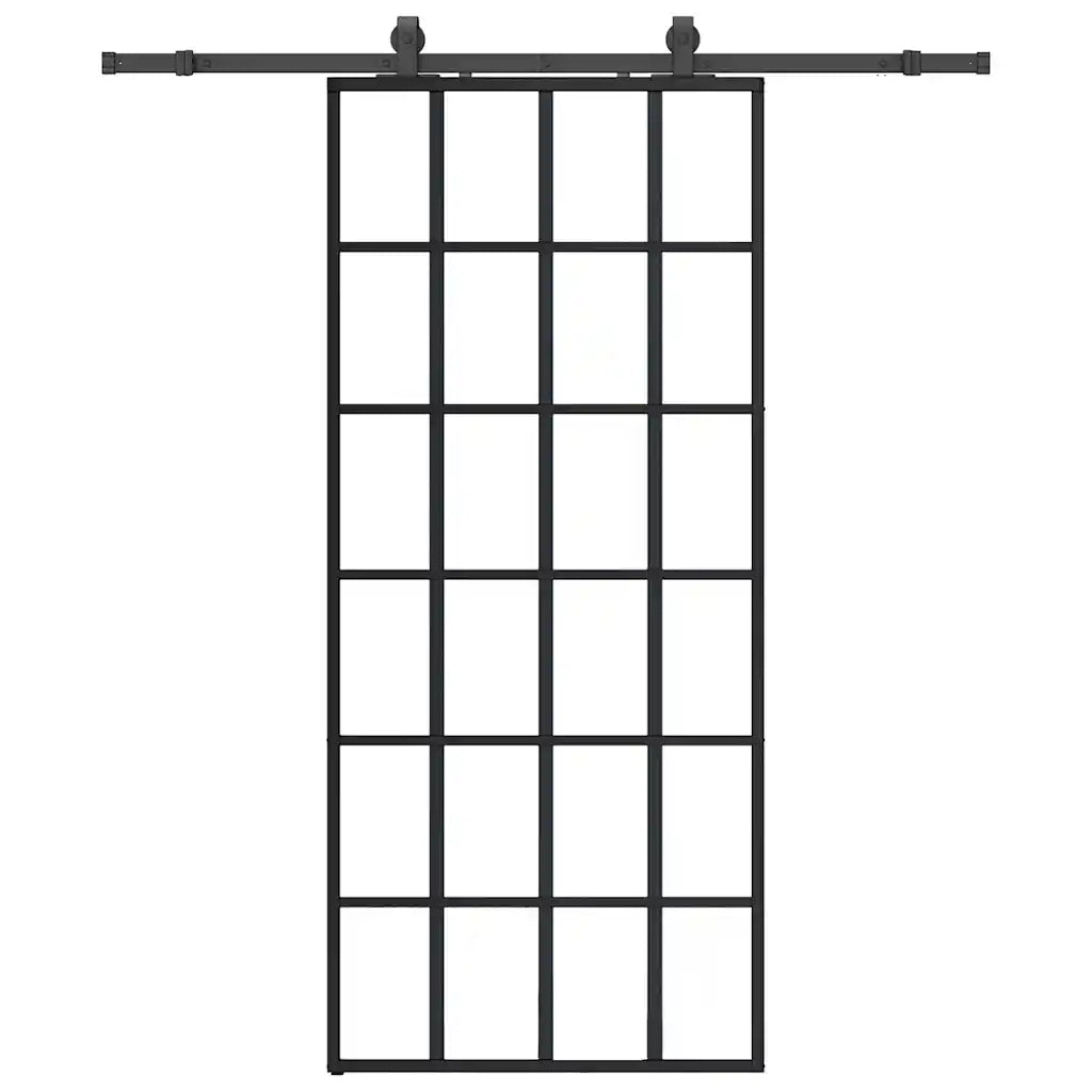 Porta Scorrevole con Ferramenta Nera 90x205 cm in Vetro ESG 3375794