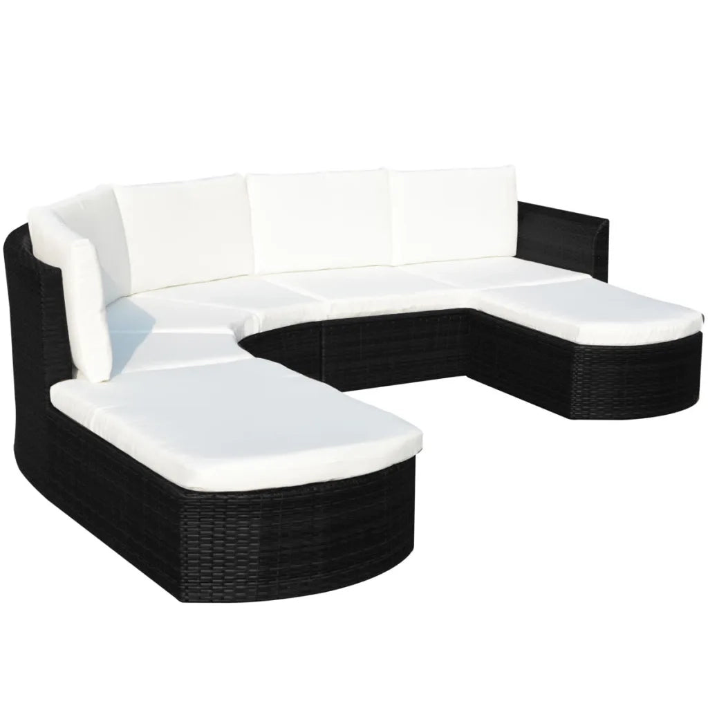 Set Divani da Giardino 4 pz con Cuscini in Polyrattan Nero 43299