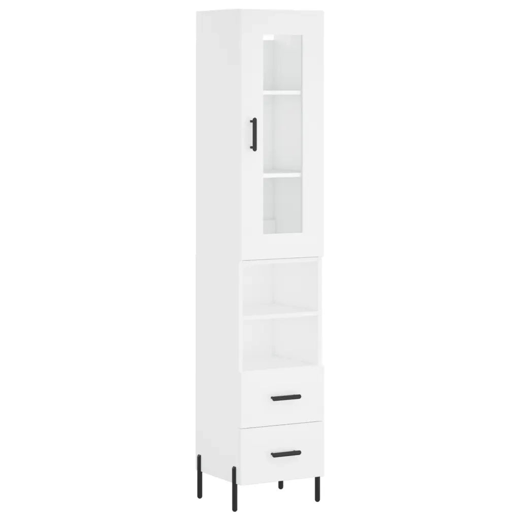 Credenza | Madia | Buffet da pranzo | Armadio da pranzo Bianca 34,5x34x180 cm in Legno Multistrato