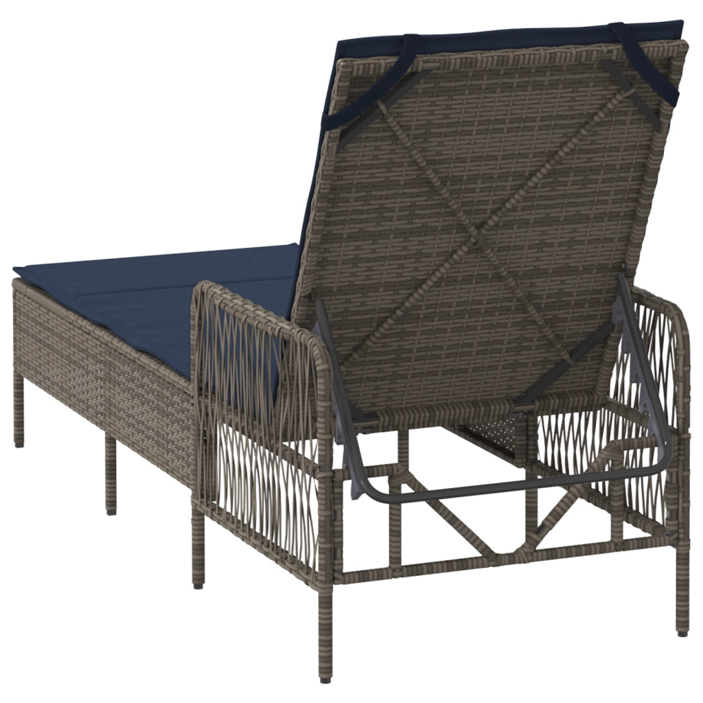Lettino Prendisole Grigio PE Rattan 157 x 55 x 92 cm Pieghevole