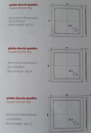 Piatto doccia flat in resina alto 3cm (rettangolare) - Misura: 80 x 120 x 3h
