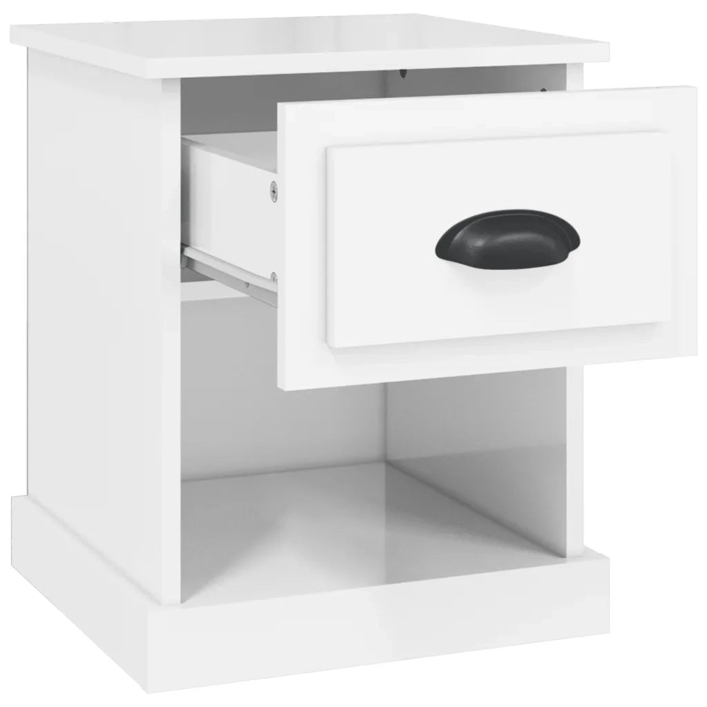 Comodini 2 pz-Set di 2 Tavolino da notte Bianco Lucido 39x39x47,5 cm in Legno Multistrato