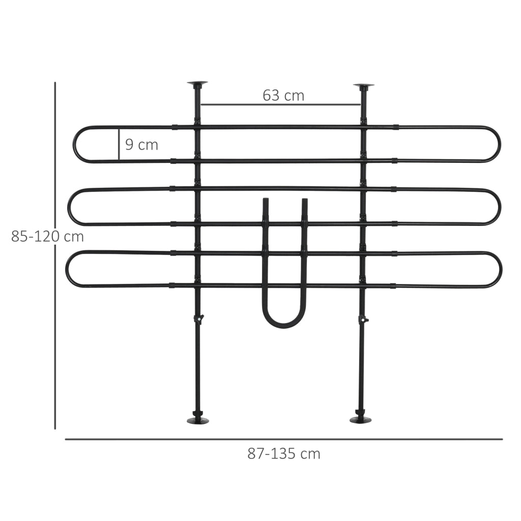Barriera per Auto Cane Regolabile ¨C zephmum ¨C Nero Acciaio 87-135x85-120 cm