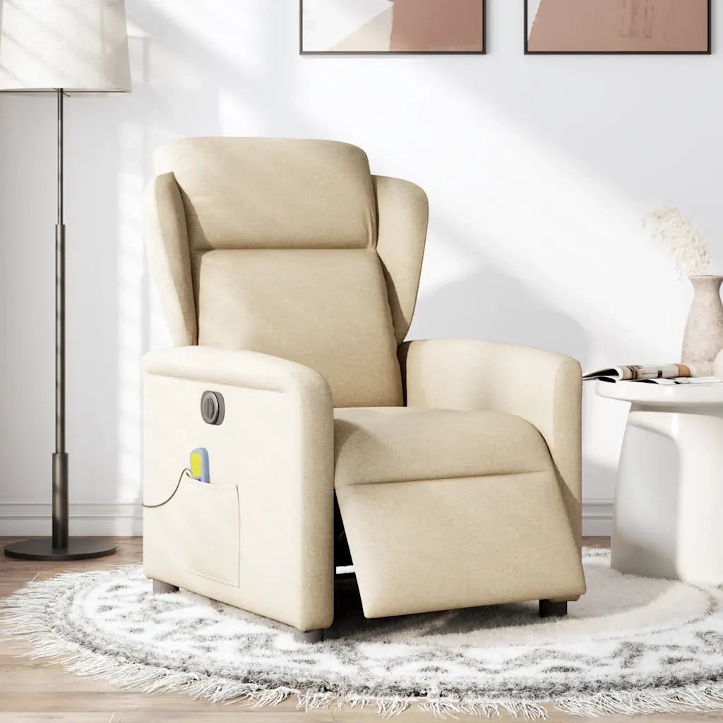 Poltrona Reclinabile Massaggiante Elettrica Crema in Tessuto 3303132