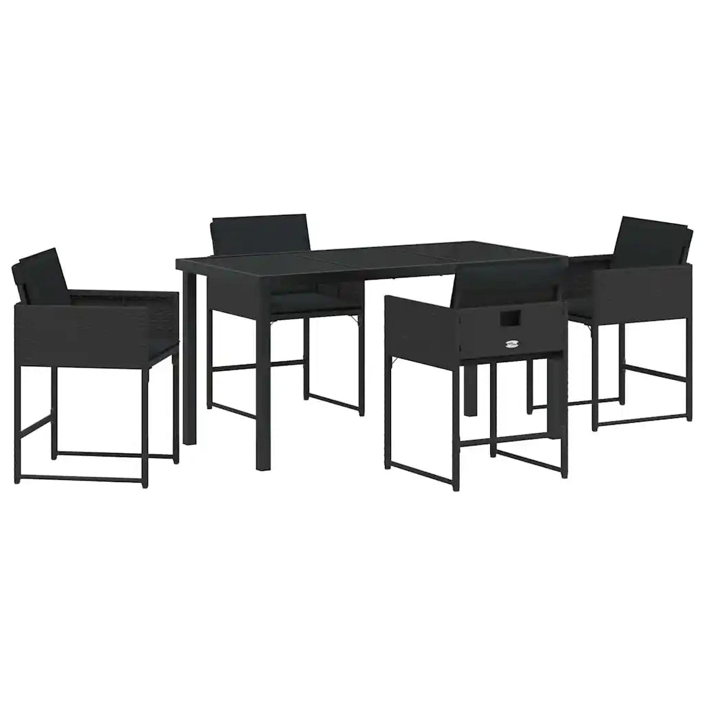 Set da Pranzo per Giardino 5 pcs Nero polyrattan 3380718