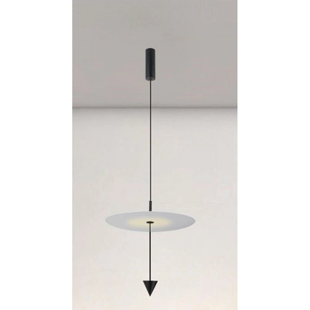Trade Shop - Lampadario A Sospensione Lampada 18w Luce Led 4000k Disco Bianco ø42cm Cono Nero 33054 -