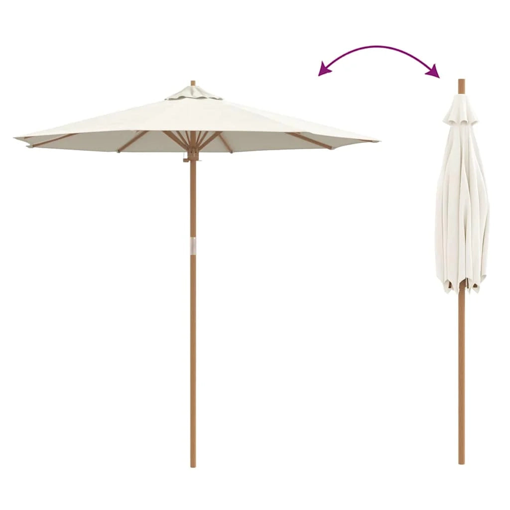 Ombrellone da giardino rotondo leggero e resistente alle intemperie 240 x 240 x 260 cm in bambù bianco crema 02_0058243