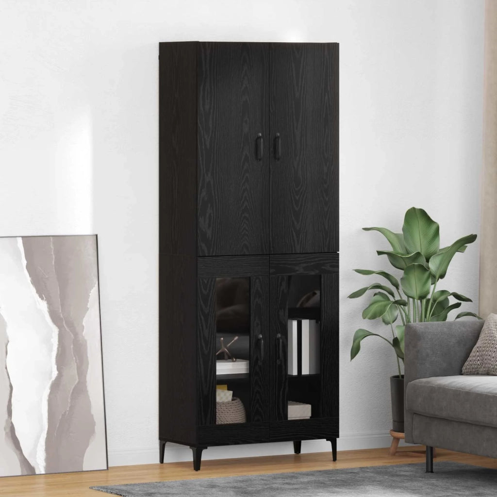 Credenza-Buffet-Armadio da cucina Rovere Nero 69,5 x 34 x 180 cm Legno multistrato 761012