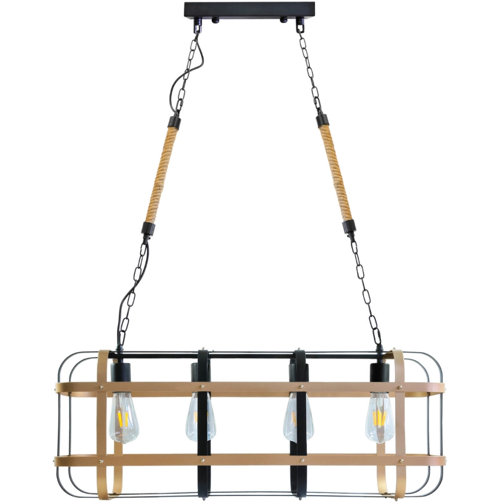 Lampada a sospensione Polux Klatka nera oro 4xE27