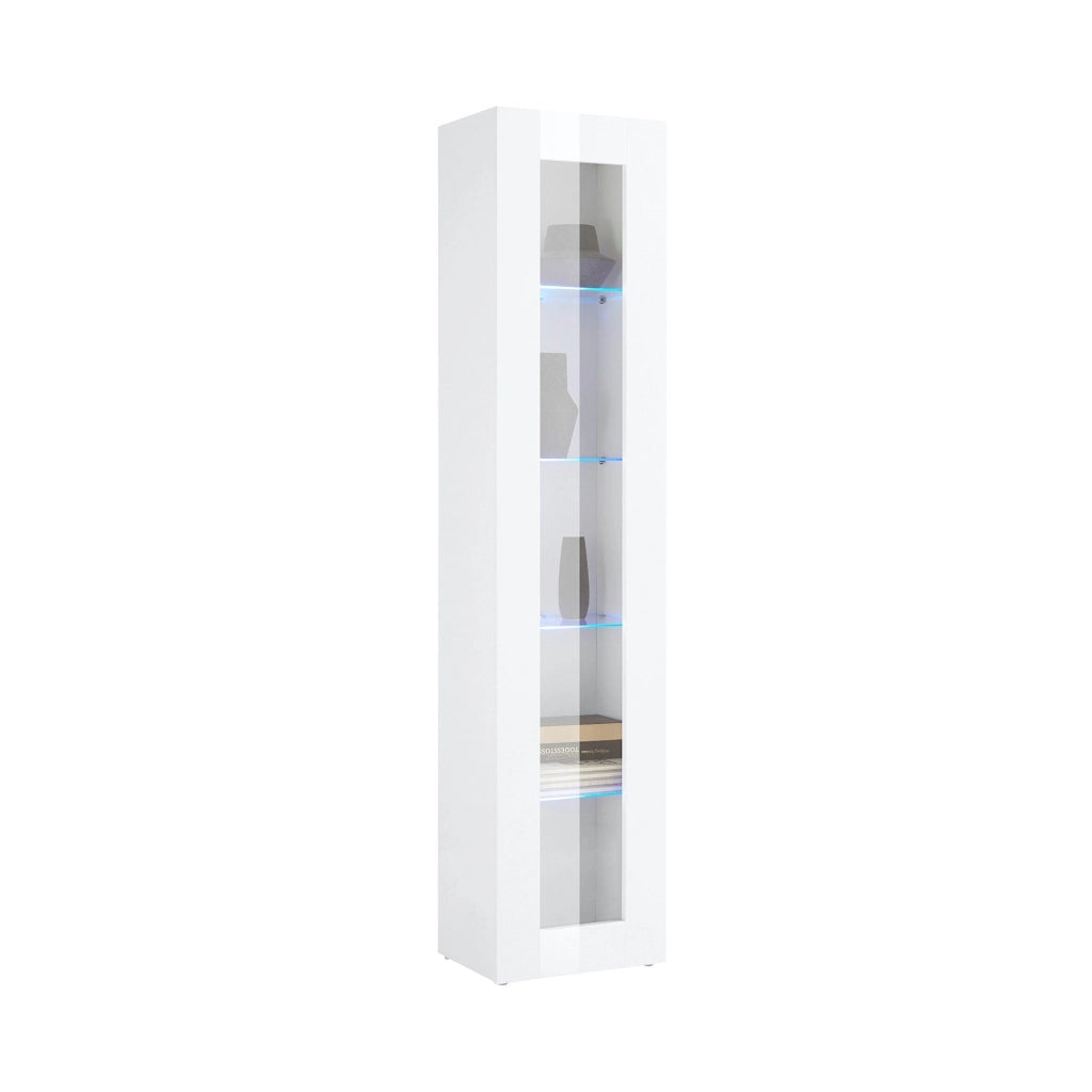 Mobile Espositore Vladimiro, Vetrina 4 Ripiani Made in Italy, 30x40x180h cm Bianco Lucido