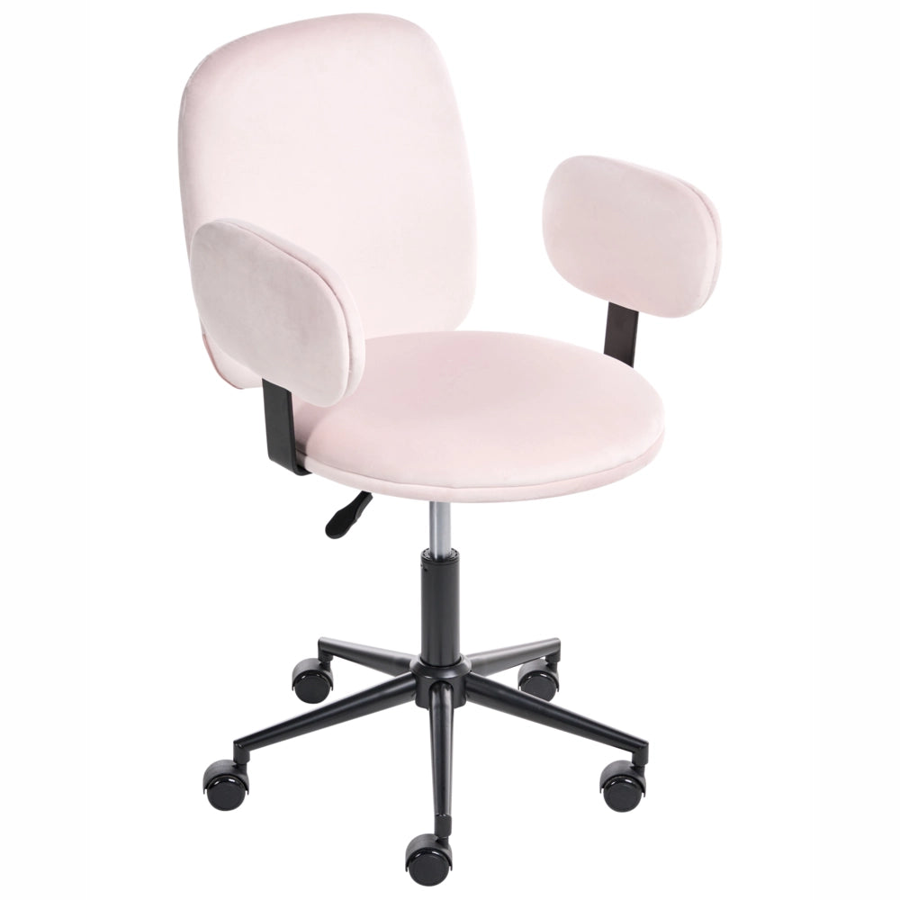 Sedia da scrivania per ufficio velluto rosa pastello Base regolabile in altezza Ufficio moderno casa