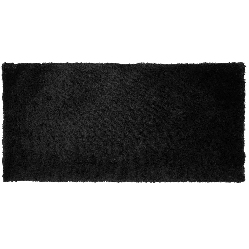Tappeto shaggy in cotone Nero misto poliestere 80 x 150 cm soffice pelo lungo