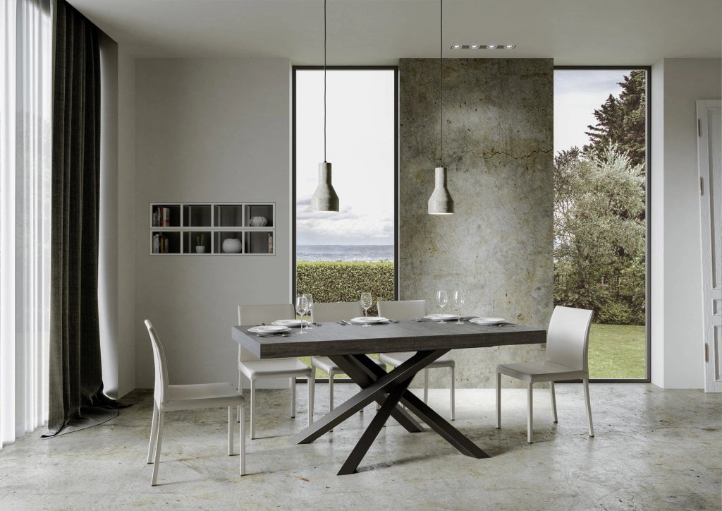Tavolo Allungabile 200-460x90x77 cm Volantis Cemento Telaio Antracite