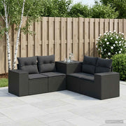 Set di divani 5 pz Nero Rattan sintetico e Acciaio 3447911