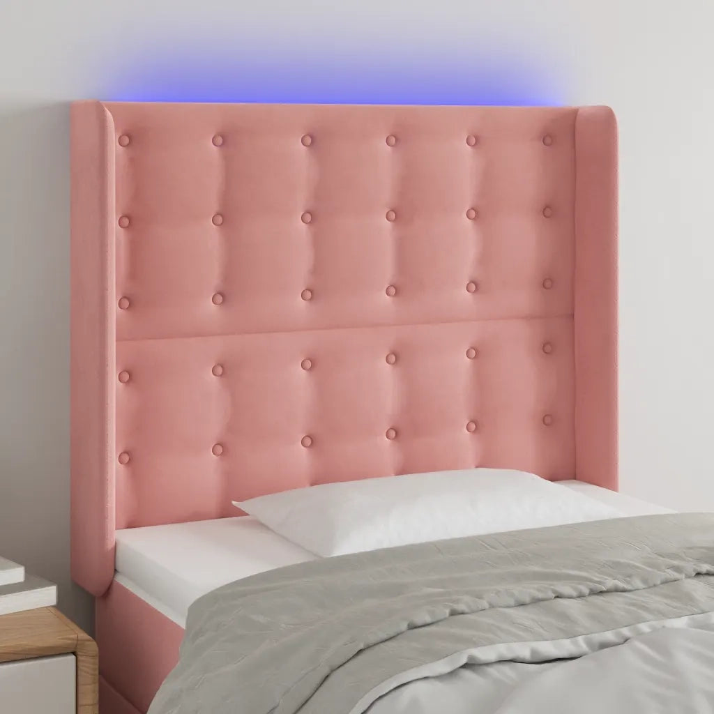 Testiera | Testata a LED Nera 93x16x118/128 cm in Velluto