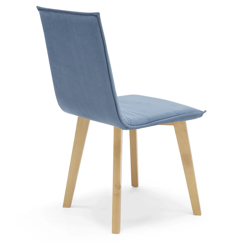 Set 4 sedie Imbottite MARILU', struttura robusta in legno, ideale per sala da pranzo, soggiorno, ufficio, sale d'attesa, tessuto trapuntato a rettangoli colore Carta da Zucchero, Design moderno