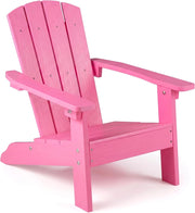 Sedia Adirondack per Bambini, Poltrona da Giardino in Plastica Resistente alle Intemperie con Schienale a Doghe Inclinato, Sedia Adirondack per Patio e Balcone, Portata 75 kg (Rosa)