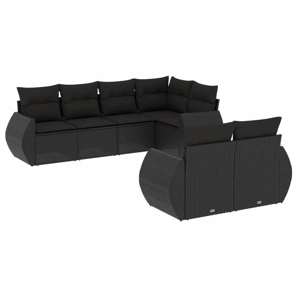 Set Divani da Giardino con Cuscini 7pz Nero Polyrattancod mxl 114304