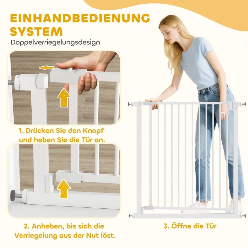 Cancelletto di sicurezza per scale, senza foratura, con chiusura automatica per bambini, cucina, scale, 76-80 x 76 cm, bianco