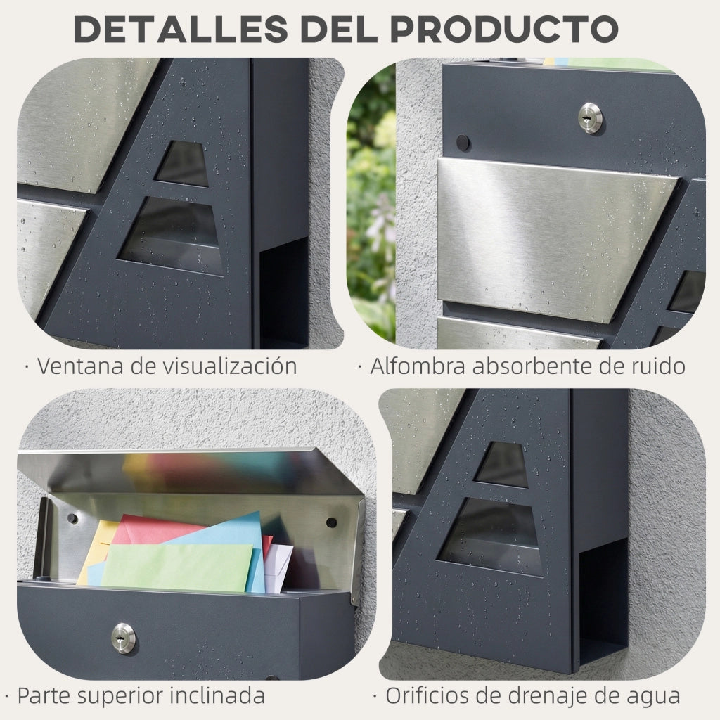 Buzon esterno in acciaio inox ¨C zephmum ¨C grigio scuro 13 L