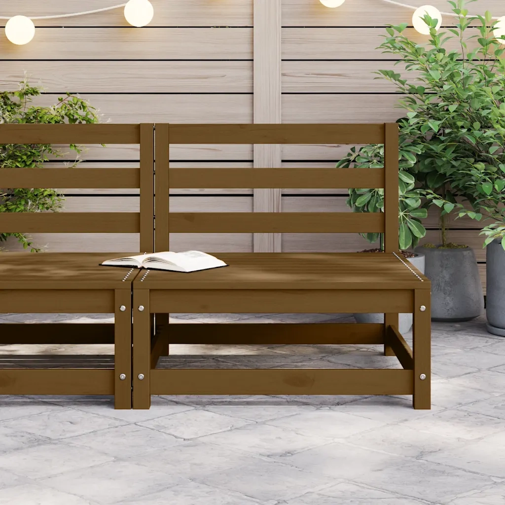 Divano Centrale da Giardino ambra in Legno Massello di Pino 805668