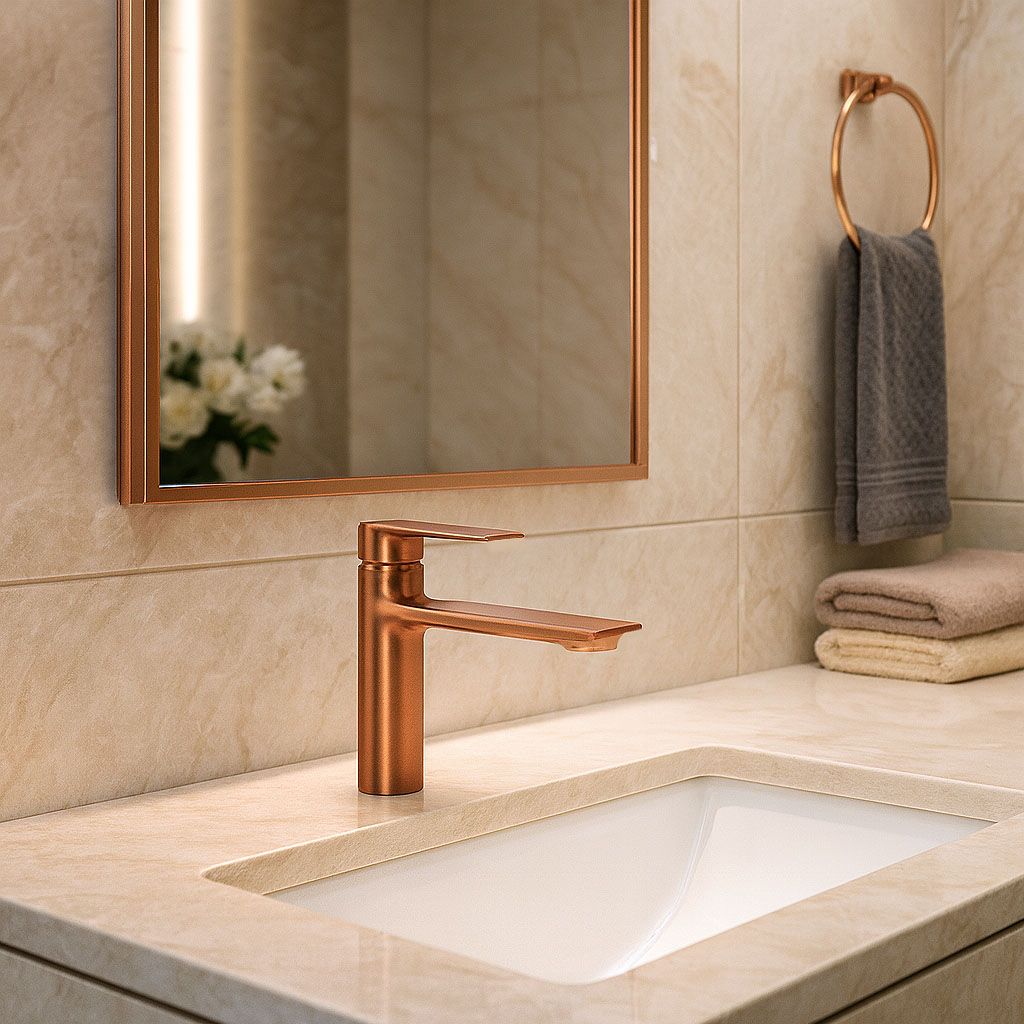Rubinetto Da Lavabo Rea Storm Copper Brush Low