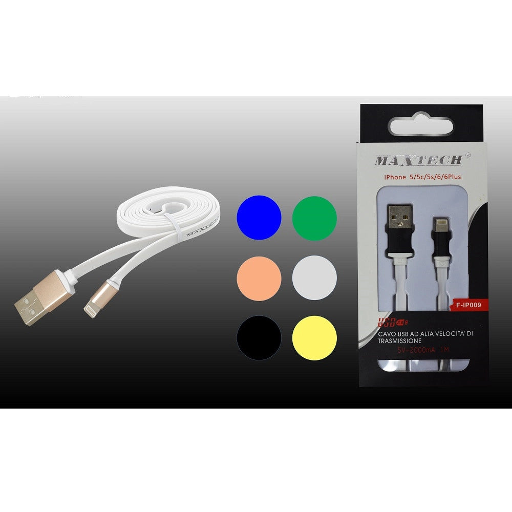 Trade Shop - Cavo Per Iphone 5 5s 5c 6 6 Plus 1mt Da Lightning A Usb Alta Velocita Maxtech F-ip009 -
