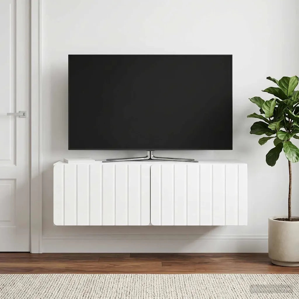 Mobile Porta TV da Muro Bianco Lucido 98 x 41 x 30 cm 898359