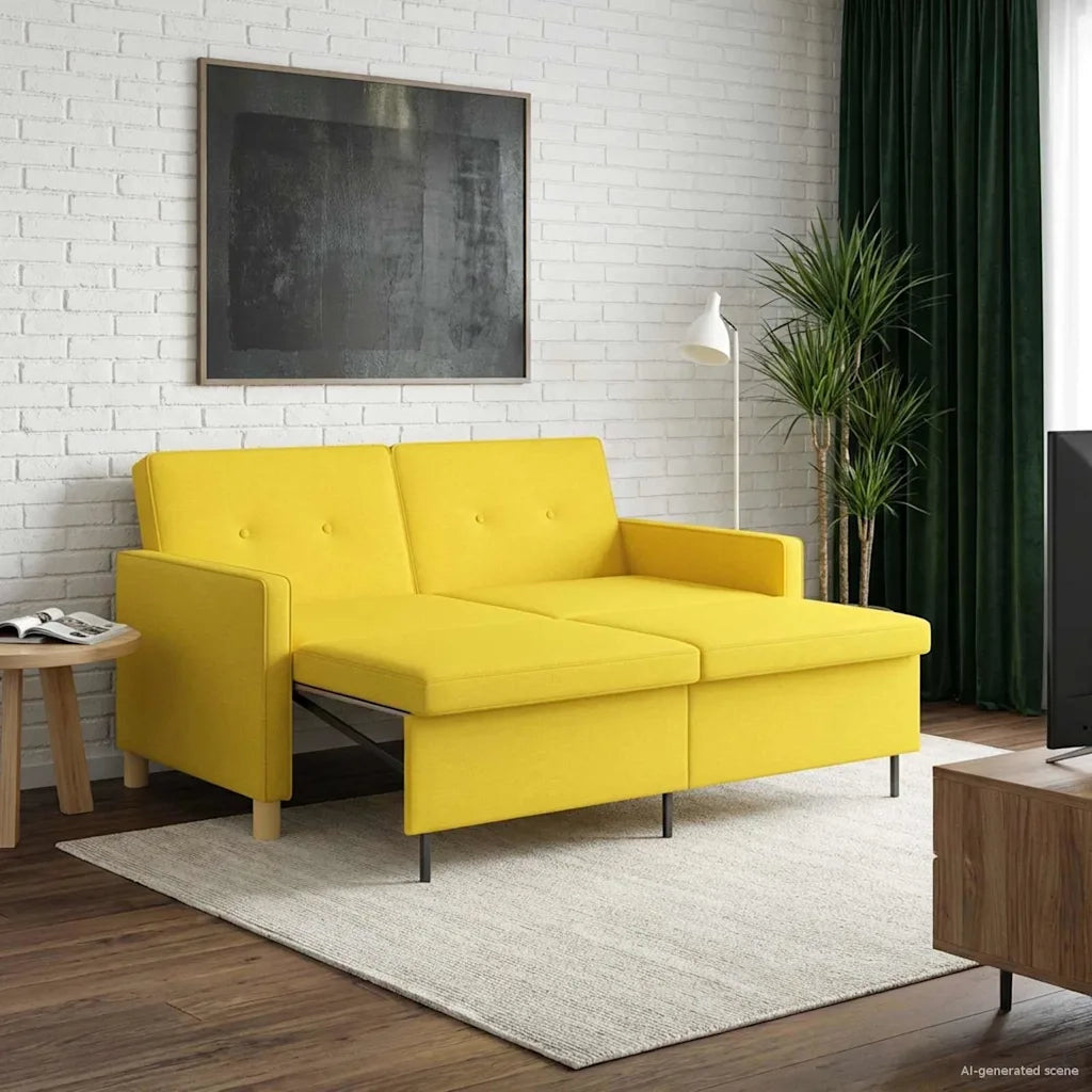 Divano letto | Sof¨¤ letto | Letto singolo Estraibile Giallo Chiaro Tessuto
