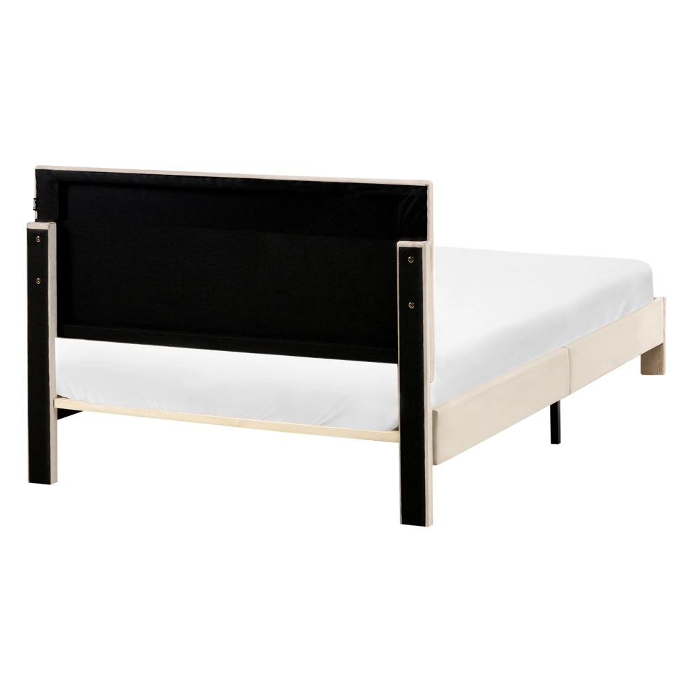 Letto matrimoniale 120 x 200 cm Beige Rivestimento in velluto 4ft con cassetti Testiera Base a doghe Moderno