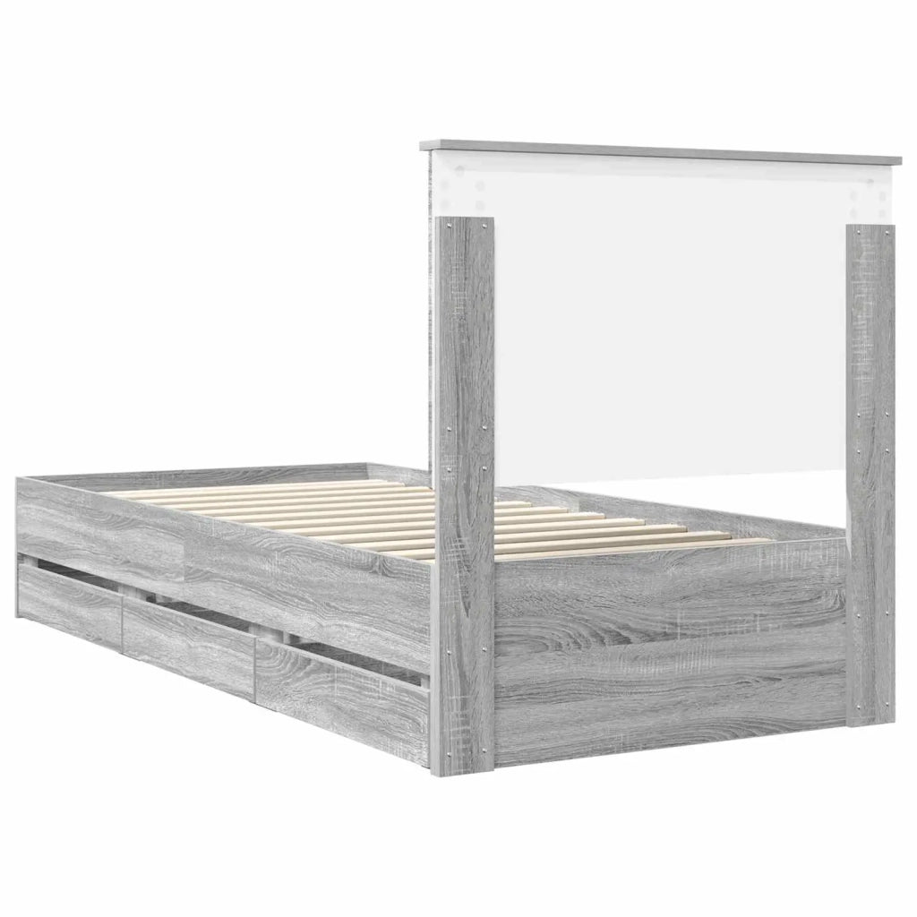 Struttura del letto con cassetto Grigio Sonoma 75 x 190 cm 3409515