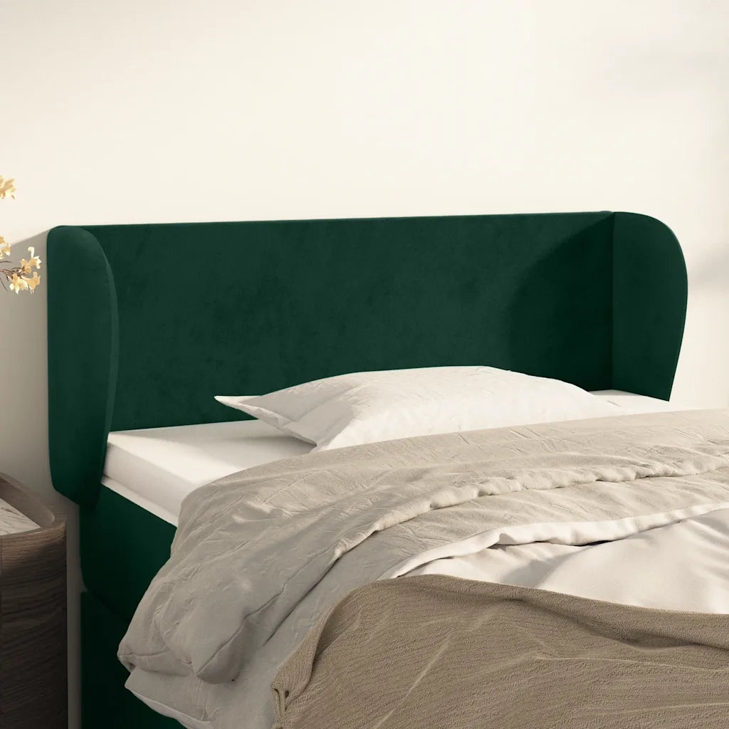 Testiera | Testata ad Orecchio Verde Scuro 83x23x78/88 cm in Velluto