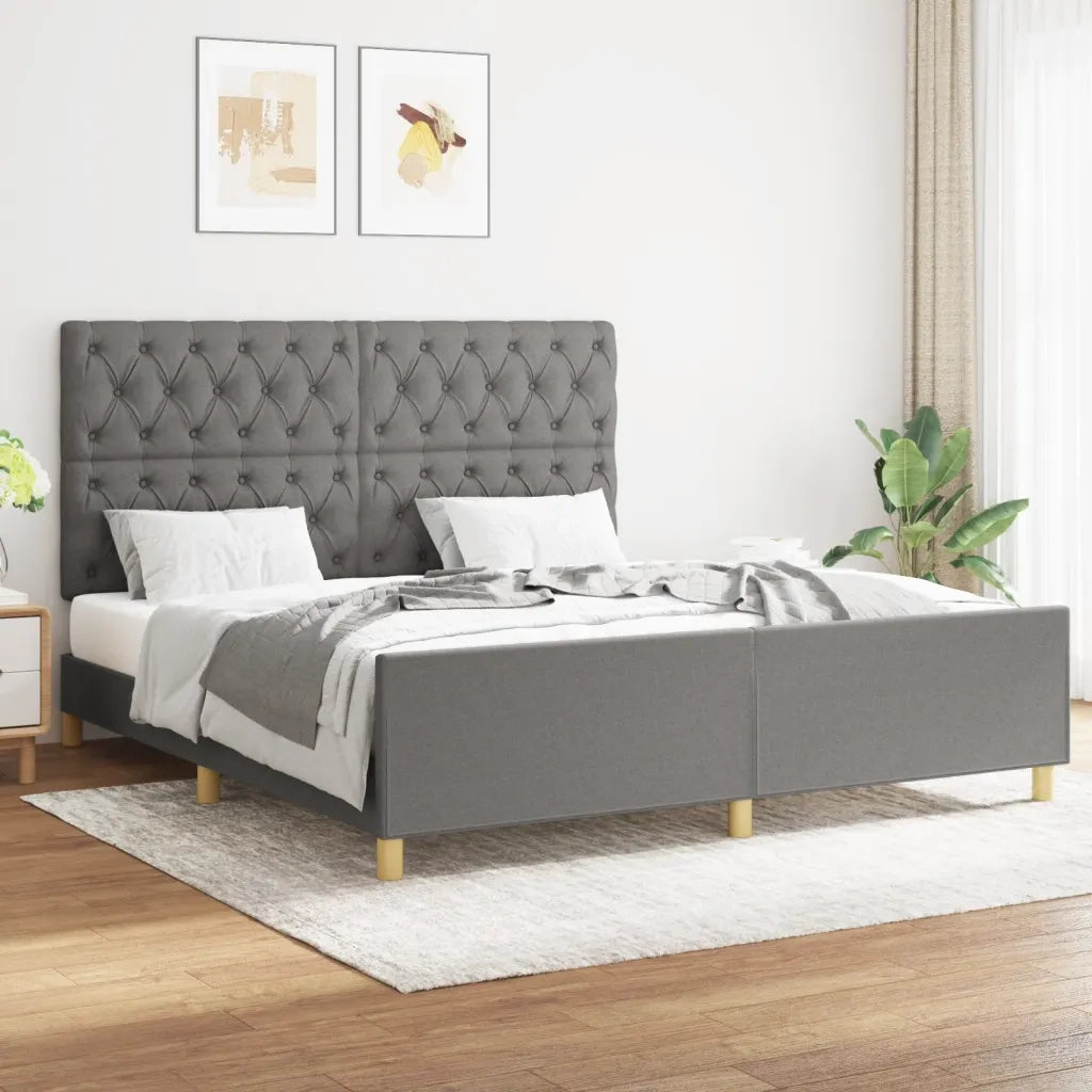 Letto matrimoniale | Letto per adulti | Giroletto senza Materasso Grigio Scuro 160x200 cm Tessuto